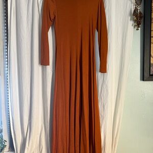 Vintage Rust Long Sleeve Maxi Dress